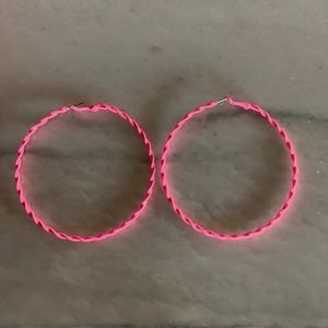 Neon Pink Hoops